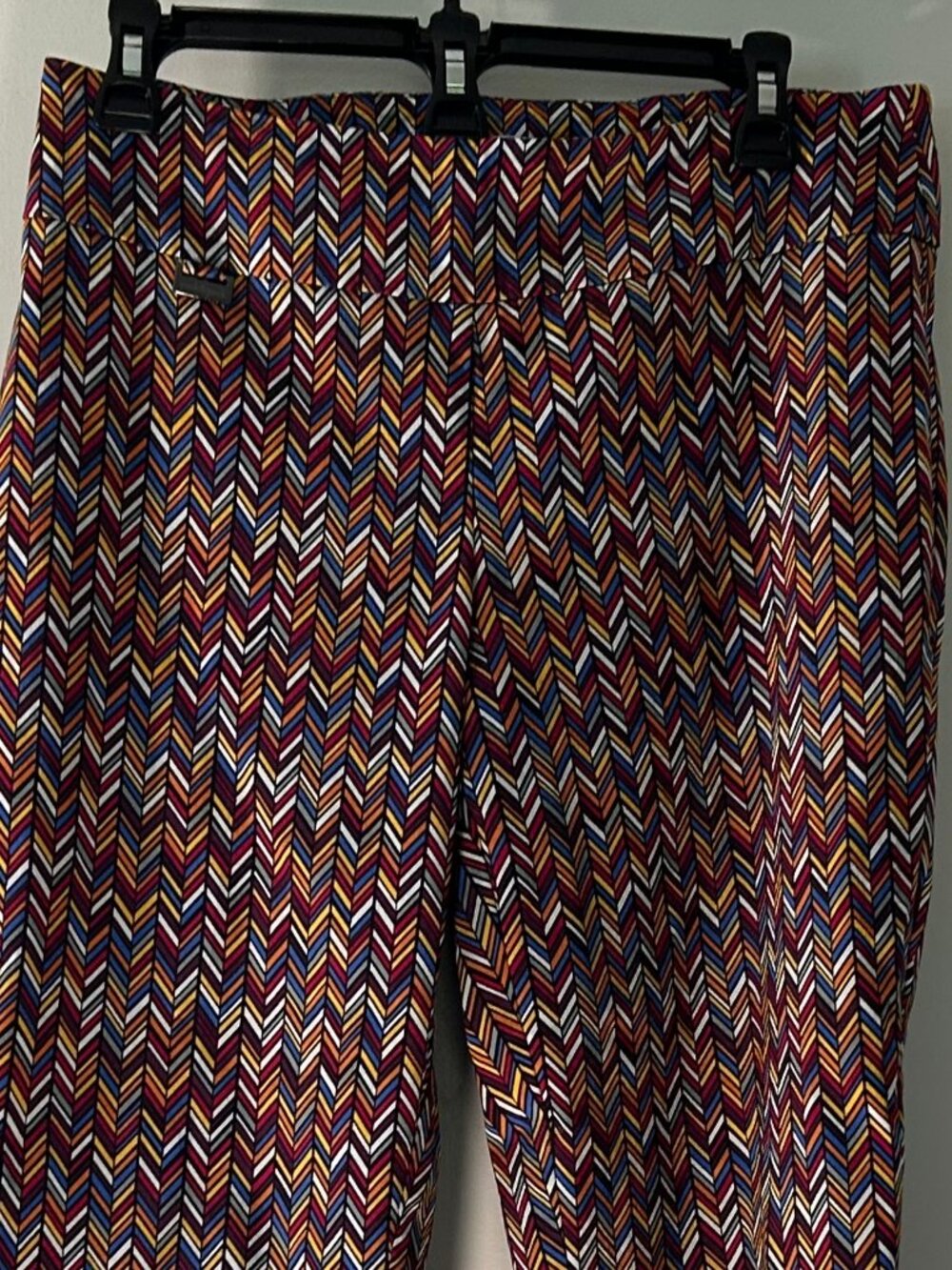 Peck & Peck Multicolor Herringbone Print Ankle Pants Womens 8 Stretch Pull On - Picture 1 of 8
